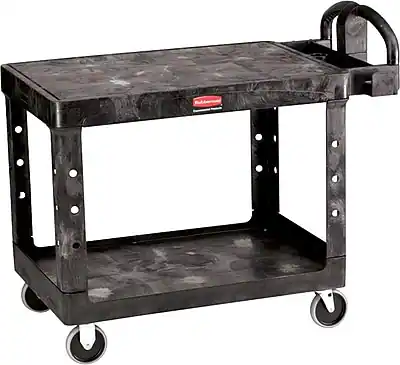 Front. RubberMaid - Rubbermaid 2-Shelf Foam Utility Cart - Black.