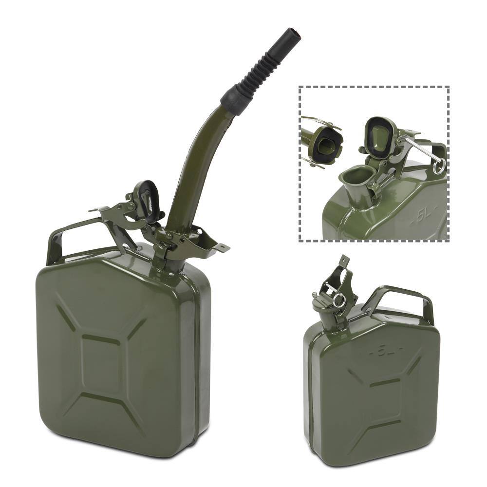 Alt View 1. Winado - 1.3 Gallons Jerry Can Fuel Can 1.3Gal 5L Gas Gasoline Fuel Backup Steel Tank Spill Proof Portable Diesel Storage Can - Army Green.