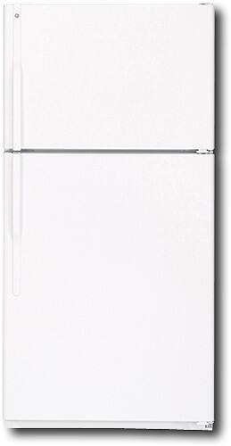 Front Standard. GE - 18.0 Cu. Ft. Frost-Free Top-Mount Refrigerator - White-on-White.