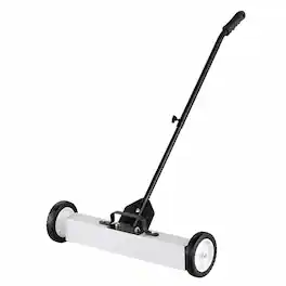 RYHNUYNE - 50 lbs Rolling Magnetic Sweeper, 24 in Wide Pickup, Telescoping Handle, Push-Type Yard and Garage Cleanup Tool - White