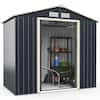 Front. Costway - Metal Storage Shed for Garden and Tools w/Sliding Double Lockable Doors - Grey.