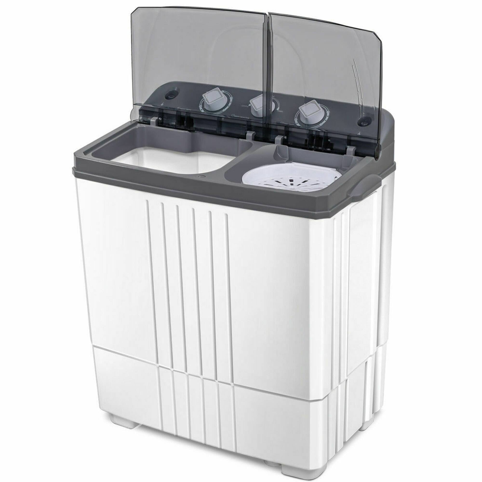 Alt View 4. Gymax - Gymax Portable Washing Machine Compact Twin Tub 20 lbs Capacity Washer Spinner - Grey,White.