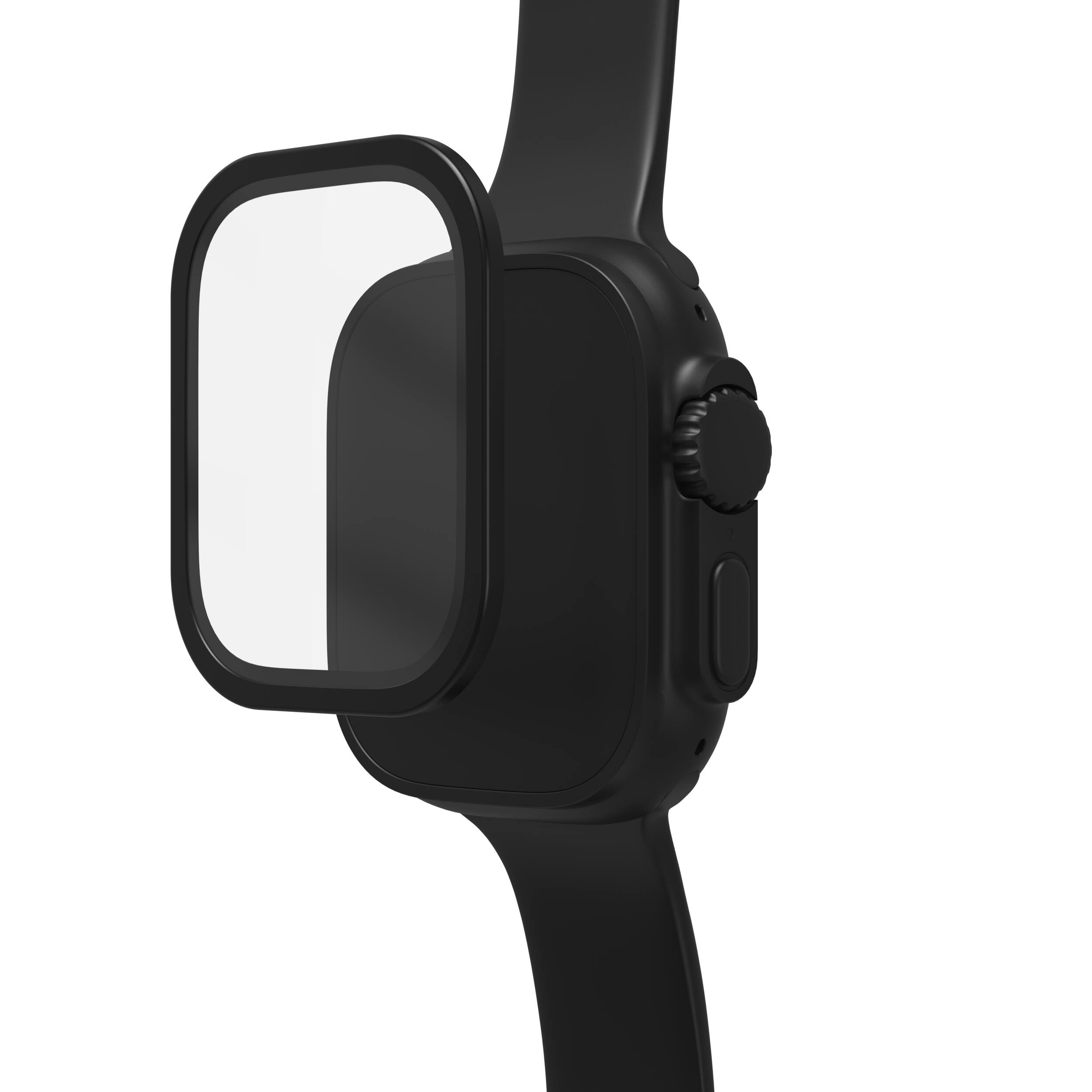 Left. ZAGG - InvisibleShield Glass XTR4 Eco Advanced Edge-to-Edge & Anti-Reflective Screen Protector for Apple Watch Ultra 2/1 49mm - Black.