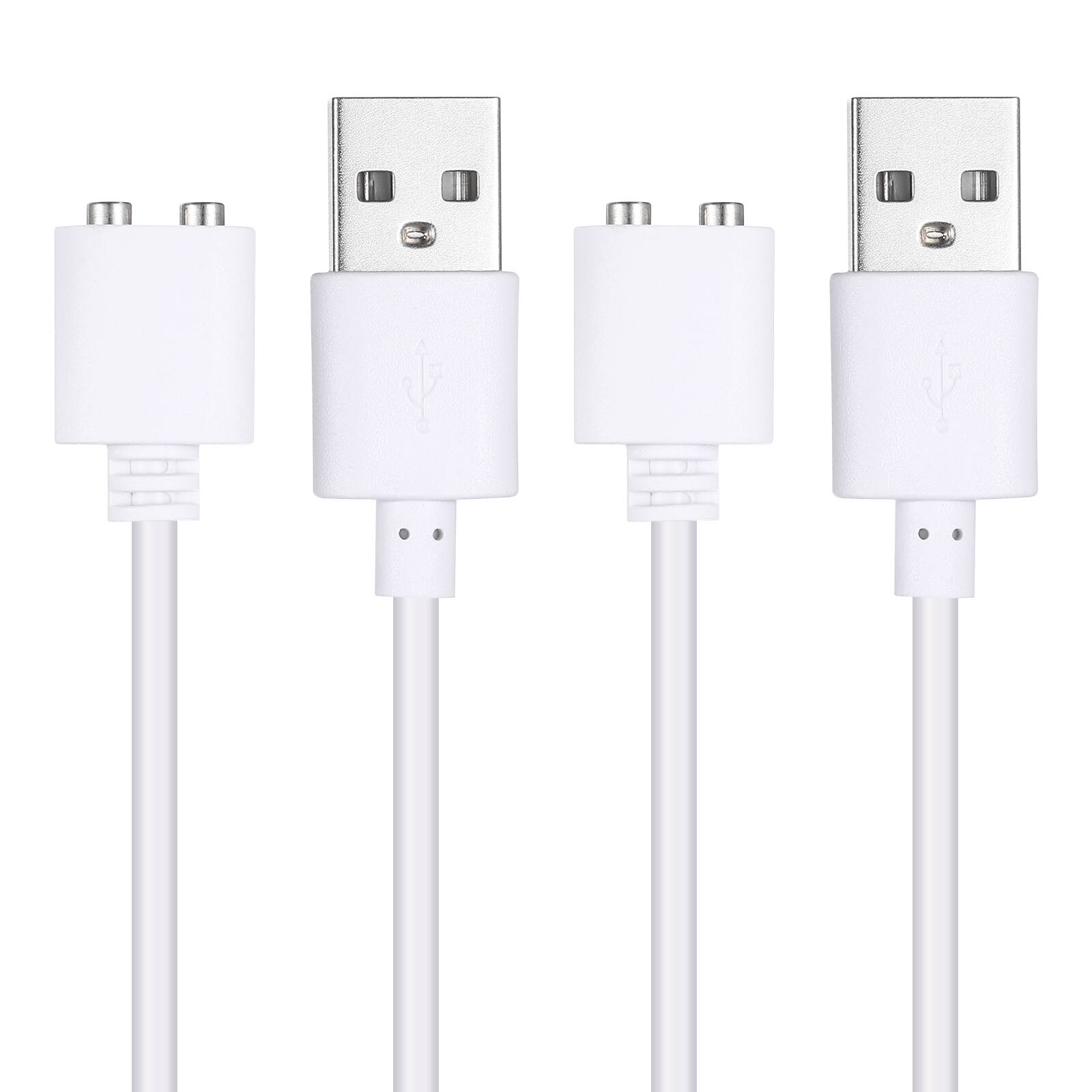 Front. Unique Bargains - Magnetic USB DC Charger Cable, 6mm, 2.6ft, USB, Smart Protect, Single Polarity, 2pcs - for Toys - White.