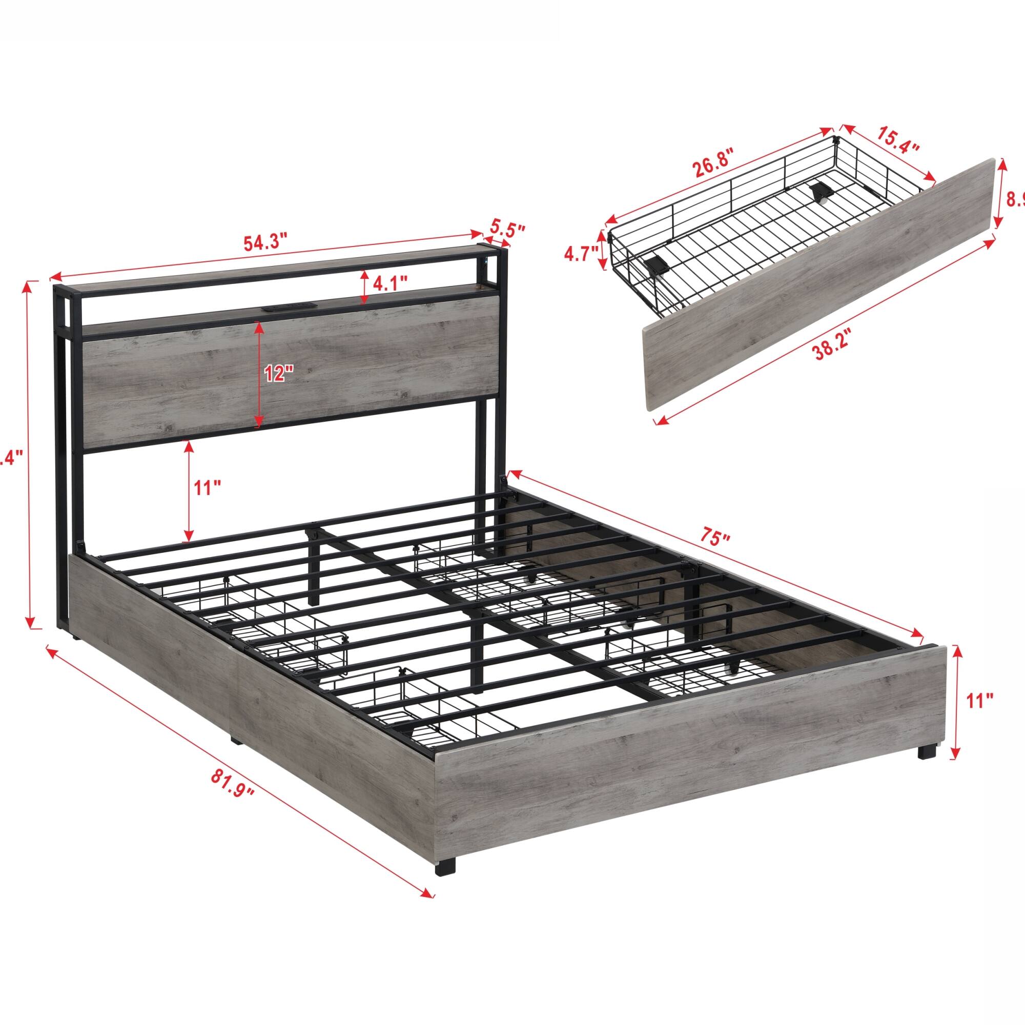 54.3" 4.1" H 5.5" 4.7" 26.8" 15.4" 8.1" 38.2" 4" 11" 75" 11" 81.9"