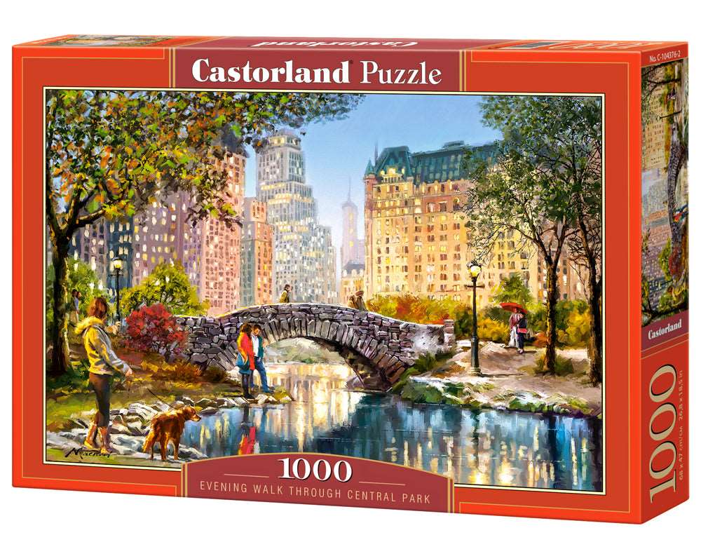 Castorland - 1000 Piece Jigsaw Puzzle, Evening Walk Through Central Park, Manhattan Puzzle, New York, USA, C-104376-2 - Red