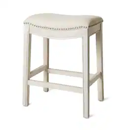 Maven Lane - 26" Adrien Saddle Counter Stool In Finish With Fabric Upholstery - White Oak
