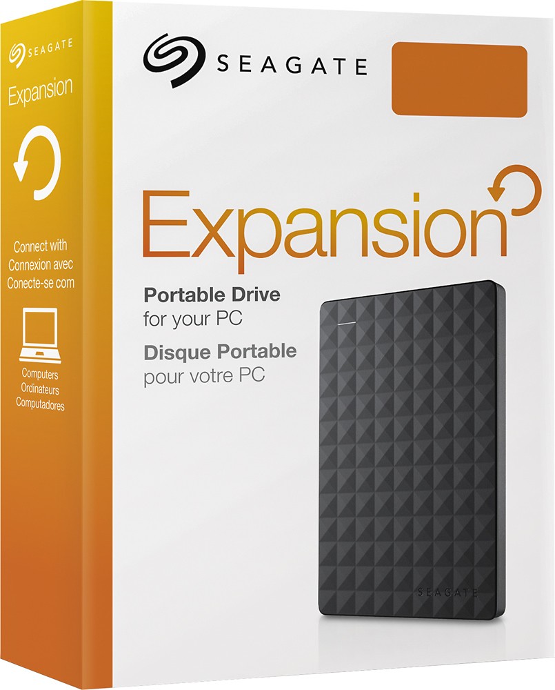 Angle View: Seagate - Expansion 2TB External USB 3.0 Portable Hard Drive - Black