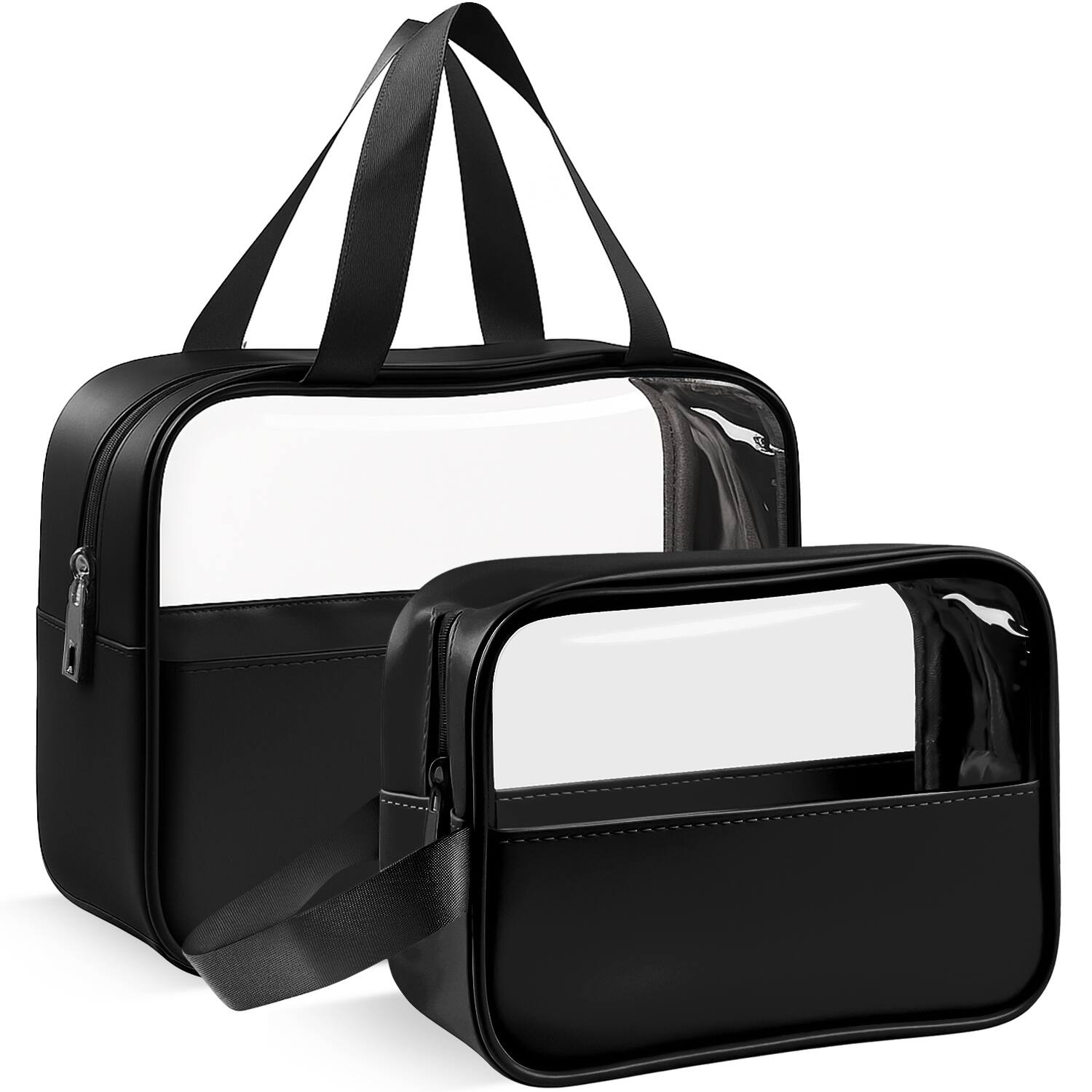 Alt View 1. Mber - TSA Approved Toiletry Bag Clear Makeup Bag, Clear Toiletry Bag for Travelling, Clear Zipper Pouches Cosmetic Bags, Black - Black.