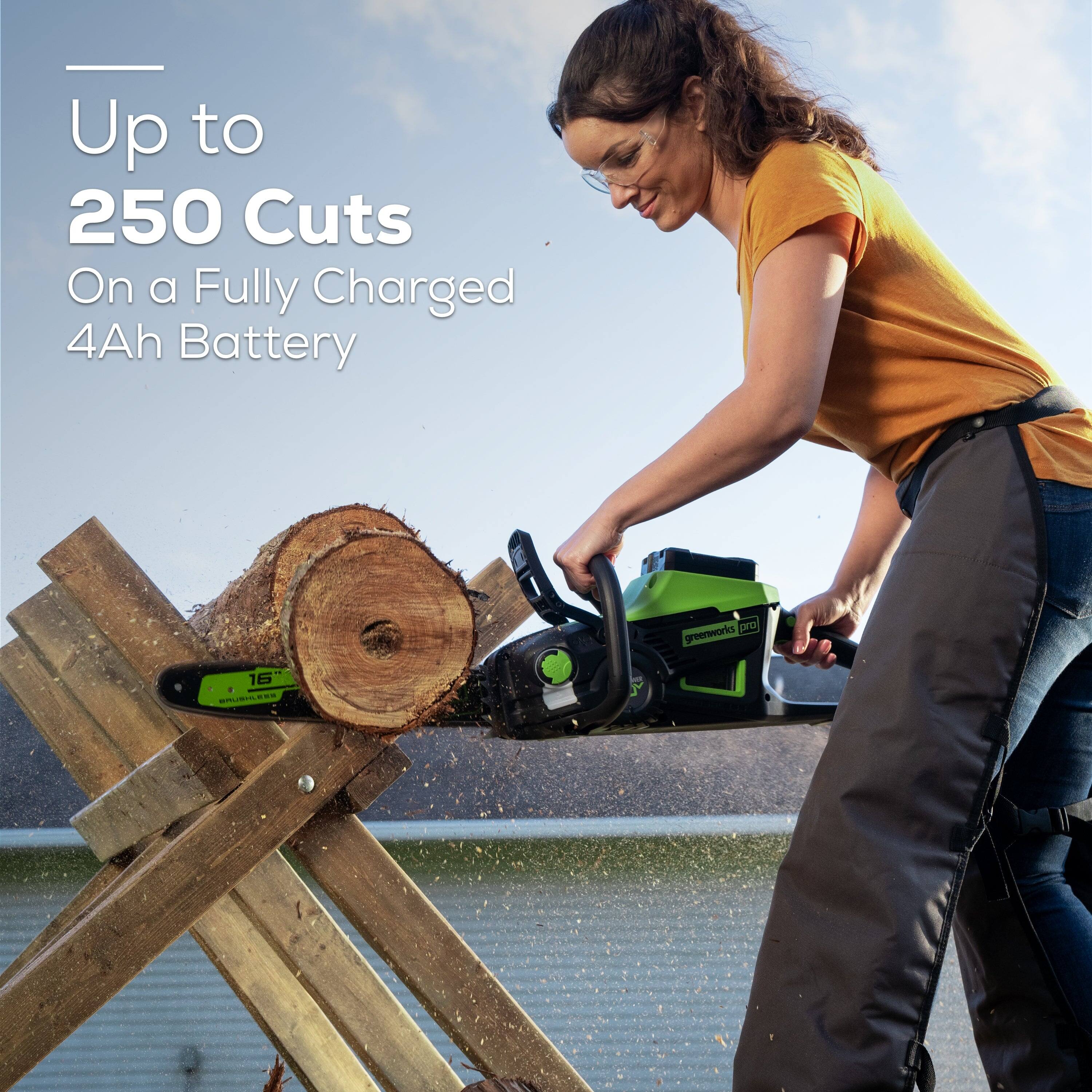 Up to 250 Cuts On a Fully Charged 4Ah Battery

16" BRUSHLESS

pro greenworks