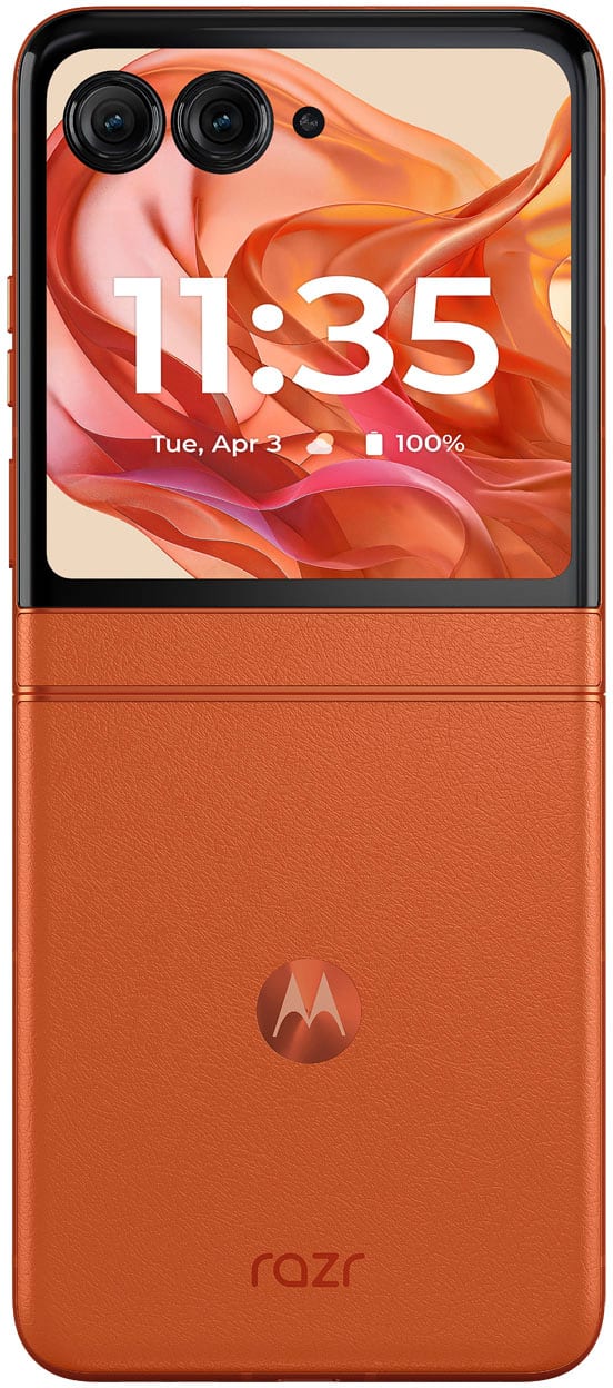 The text on the image reads "11:35 Tue, Apr 3 100% M razr."