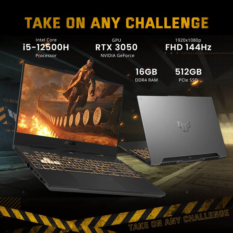 TAKE ON ANY CHALLENGE

Intel Core i5-12500H Processor  
GPU RTX 3050 NVIDIA GeForce  
1920x1080p FHD 144Hz  
16GB DDR4 RAM  
512GB PCIe SSD
