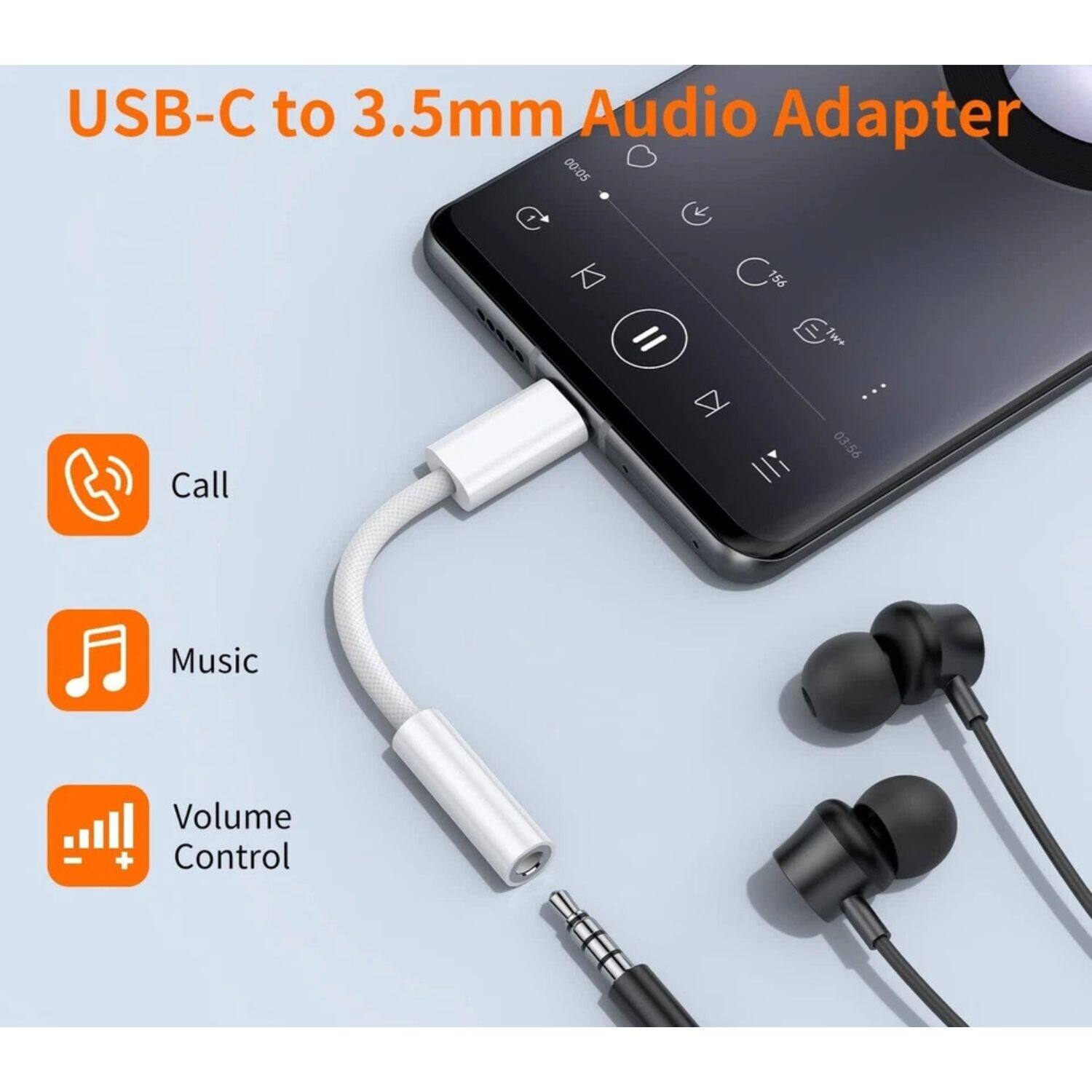 USB-C to 3.5mm Audio Adapter

- Call
- Music
- Volume Control
