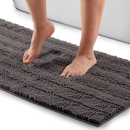 Zulay Kitchen - Soft Shaggy Bathroom Rug - Ultra Absorbent Bath Mats for Bathroom Non Slip Carpet (17"x24") - Stone Grey