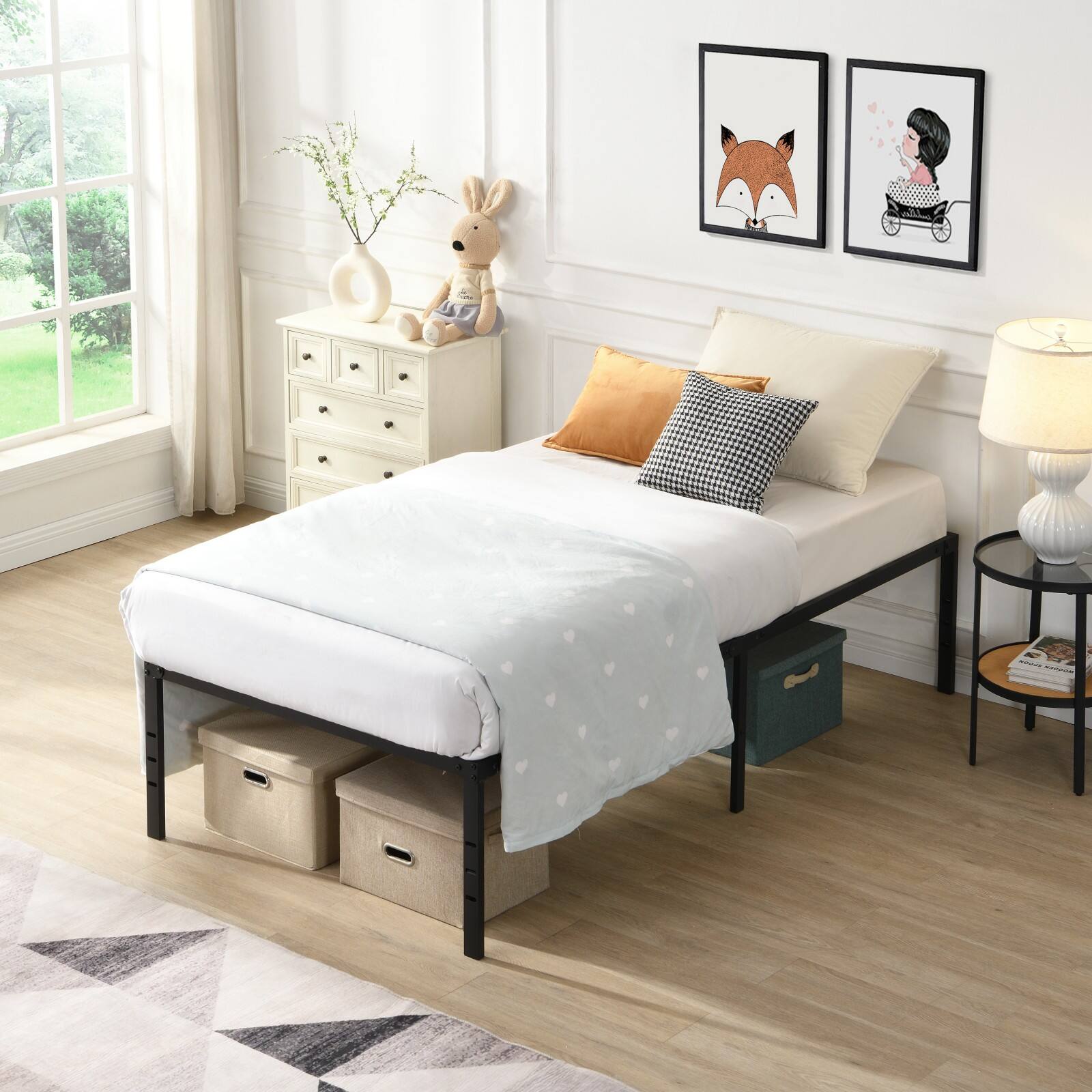 Alt View 1. Ecooso - Twin Size Bed Frame , Heavy Duty Metal Bed Frame , Quick & Easy Assembly, No Noise - Black.