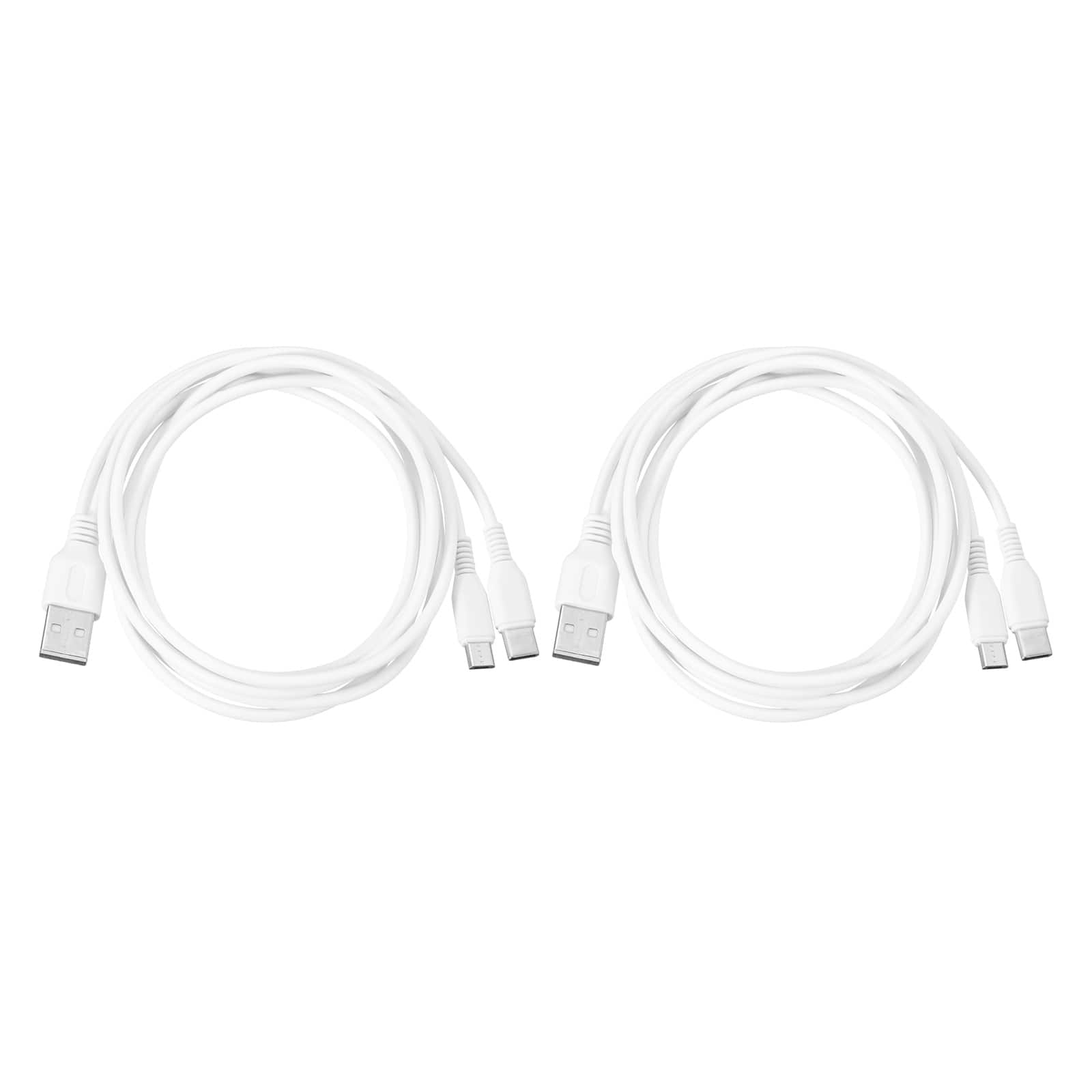 Unique Bargains - 2pcs Multi USB-A to Micro USB & Type-C 2-in-1 Splitter Charging Cable, 8in 5V 2A for Phone/PowerBank/Tablet - White