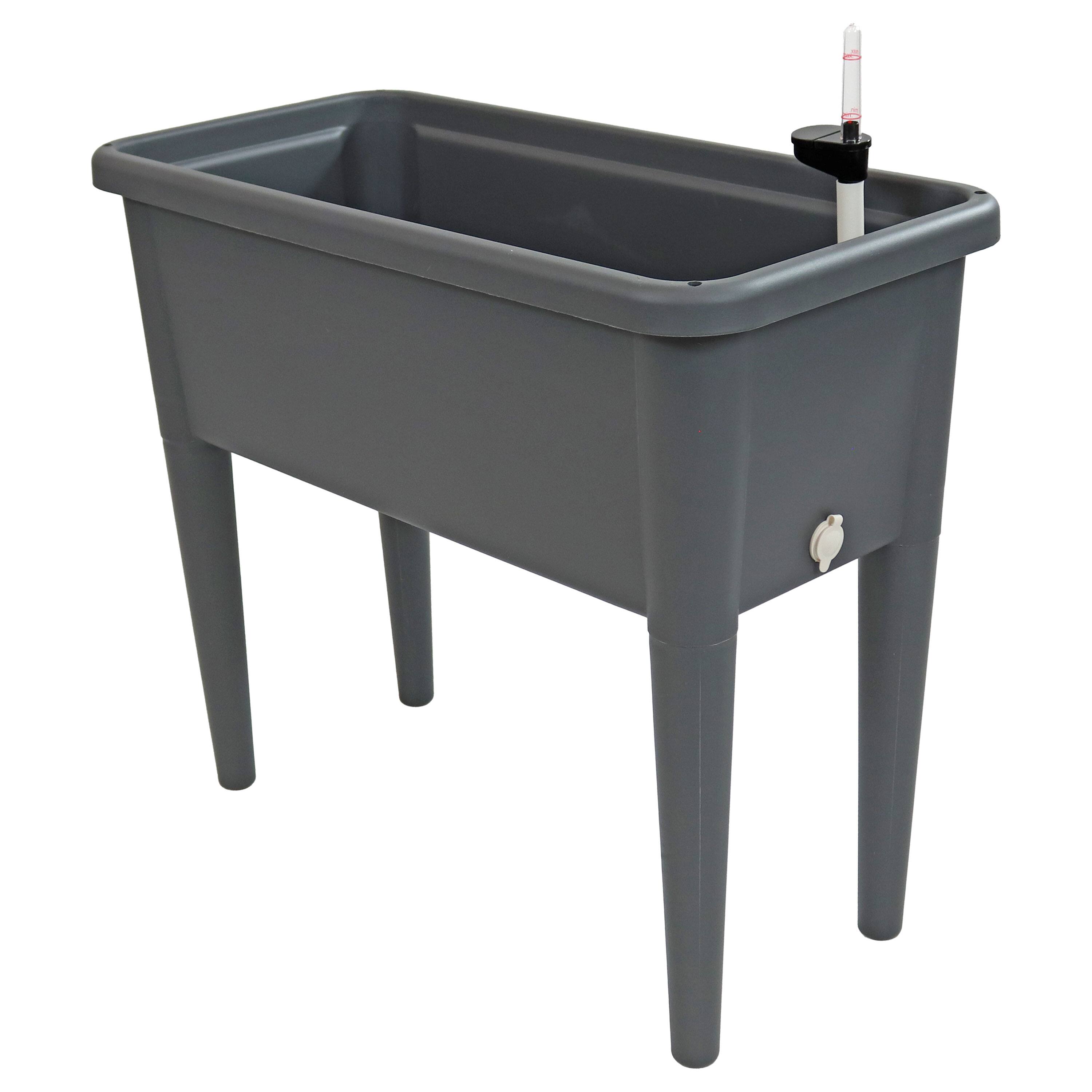 Alt View 10. Sunnydaze - Self-Watering Raised Garden Bed with Cloche Cover - Gray.