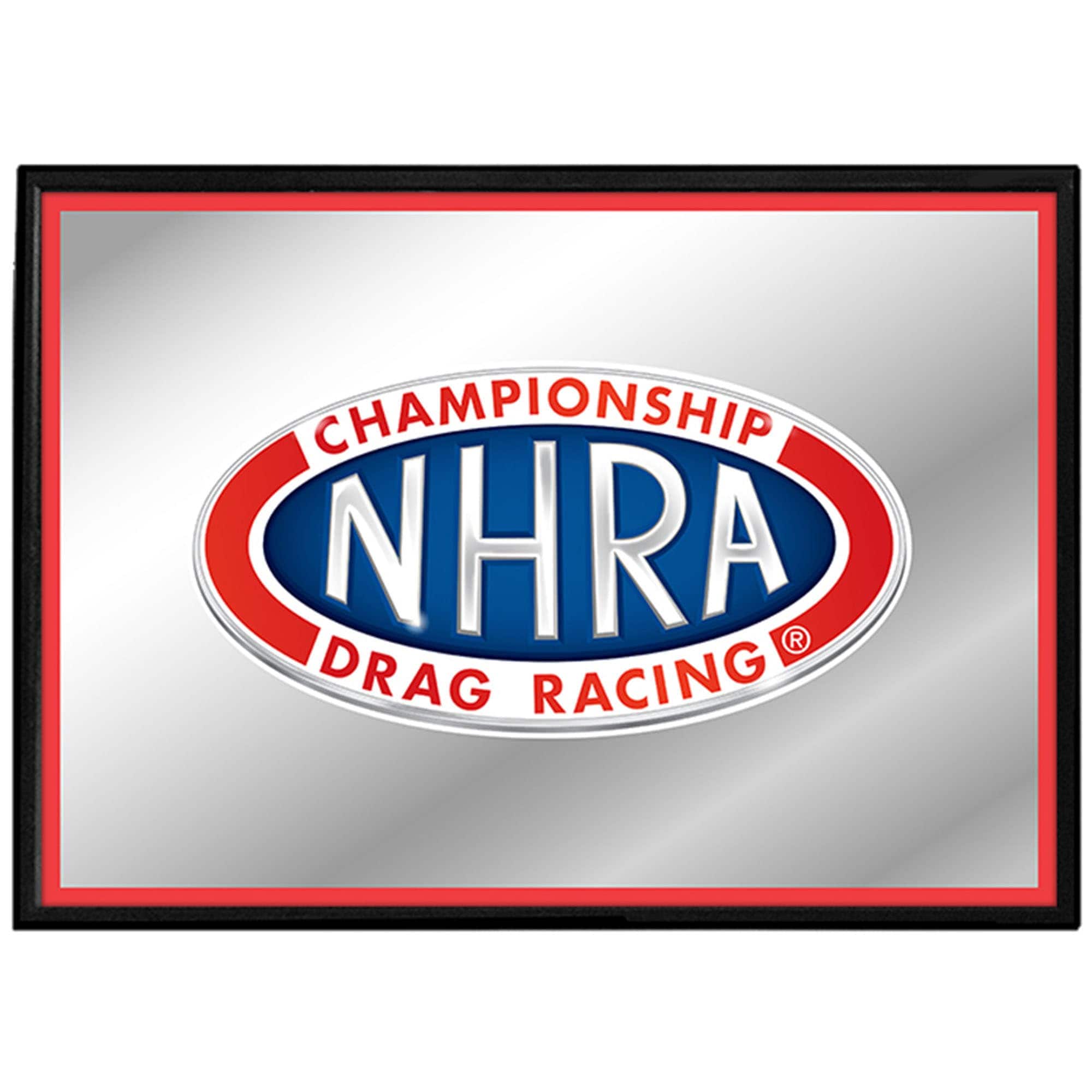 The Fan-Brand - NHRA Championship Drag Racing 27" x 19" Framed Mirrored Wall Sign - Multicolor
