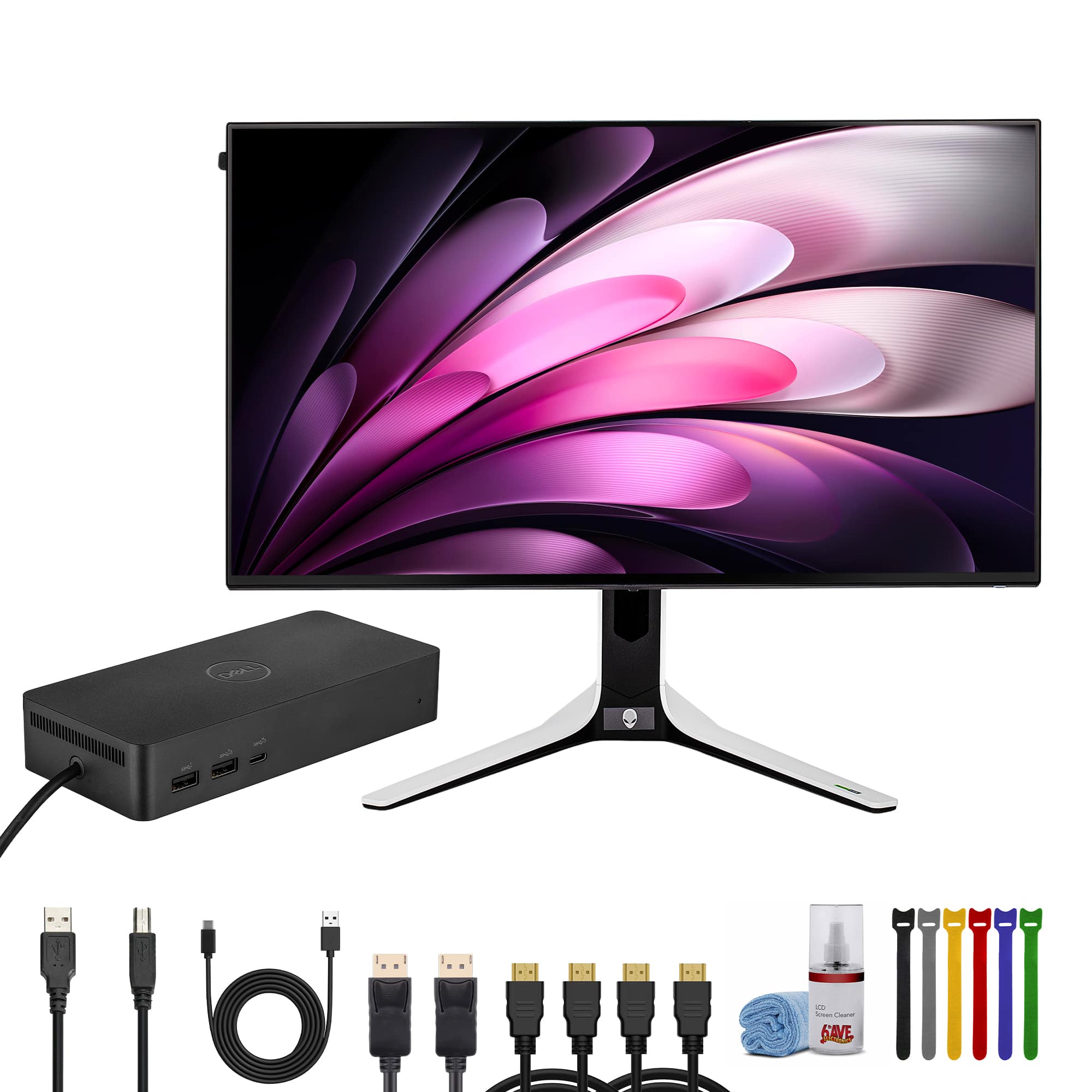 Alienware - 27" 1440p 280Hz Monitor, Dell Universal Dock, 6ft Gold Plated Cable - Black