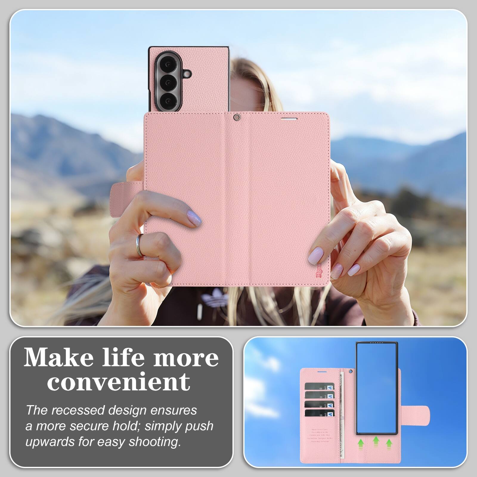Make life more convenient

The recessed design ensures a more secure hold; simply push upwards for easy shooting.