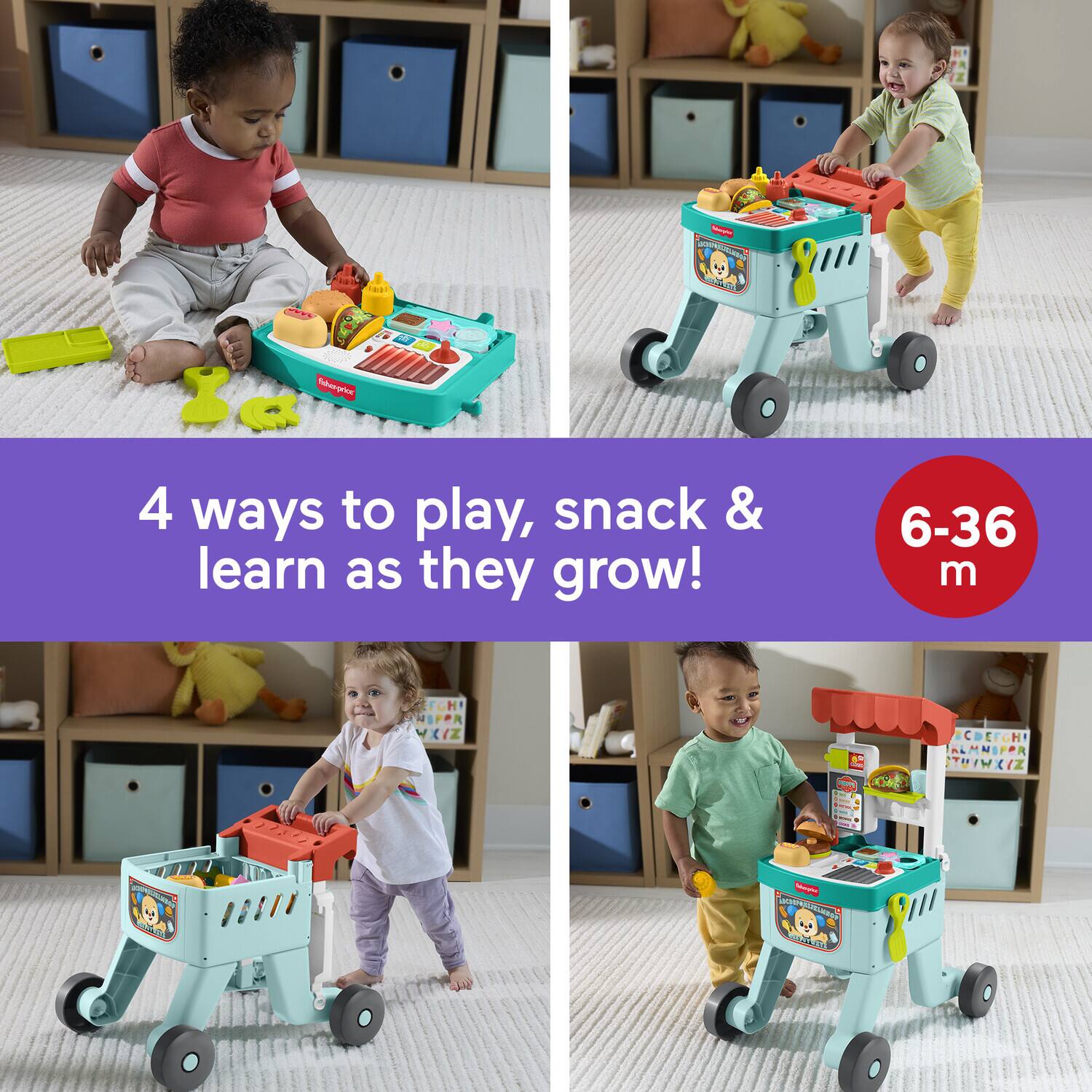 4 ways to play, snack & learn as they grow!

6-36 m