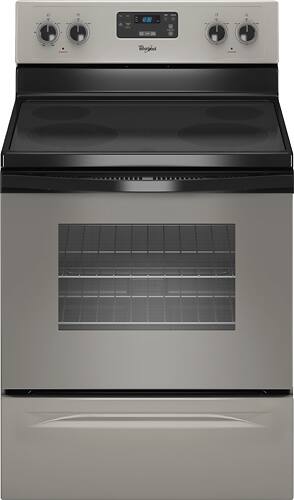 Front. Whirlpool - 30" Self-Cleaning Freestanding Electric Range - Universal Silver.