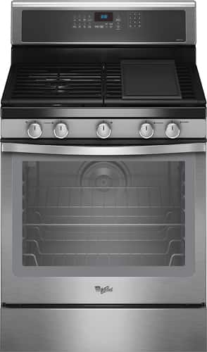 Front. Whirlpool - 30" Self-Cleaning Freestanding Gas Convection Range - Stainless steel.