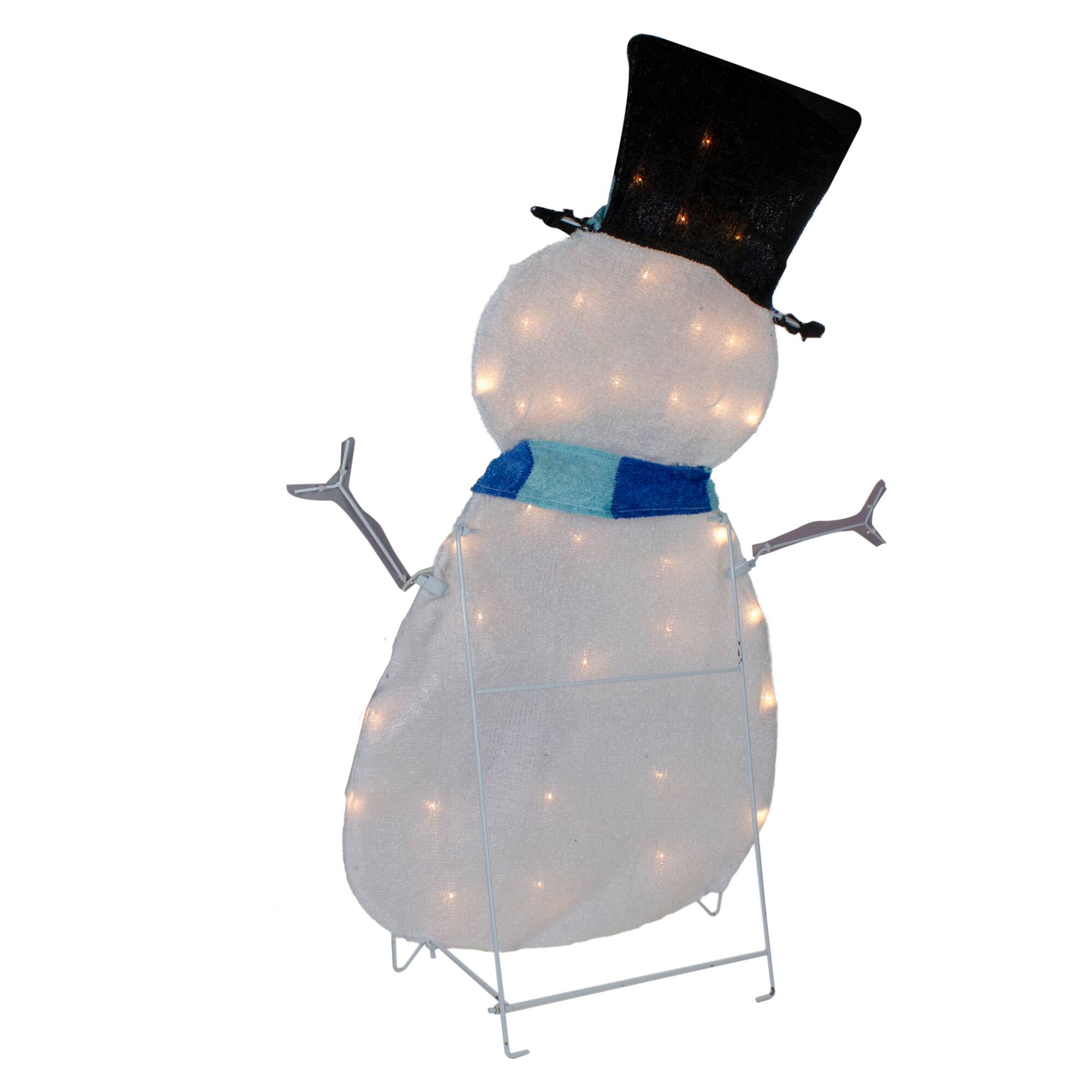 Alt View 3. Northlight - Lighted Chenille Snowman Outdoor Christmas Decoration - 32" - White Lights - White.