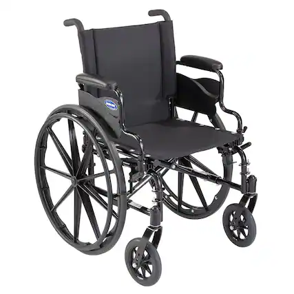 Front. Invacare - XT Lightweight Wheelchair, Desk Length Arms, 20" Seat - Black.