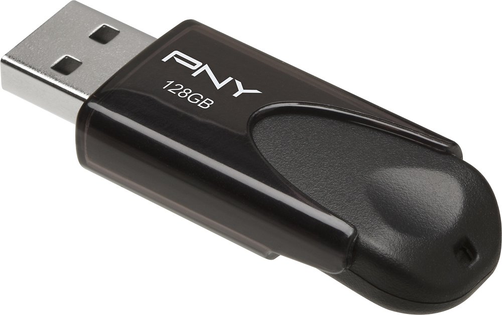 PNY - Attach 128GB USB 2.0 Flash Drive - Black - Front Zoom