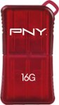 Front Standard. PNY - Micro Sleek Attaché 16GB USB Flash Drive - Red.