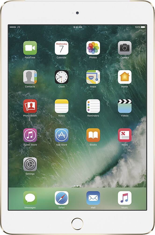 Front. Apple - iPad mini 4 Wi-Fi + Cellular 64GB (Sprint) - Gold.