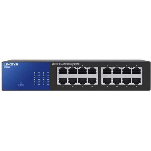 Linksys - 16-Port Gigabit Ethernet Switch - Black/Blue