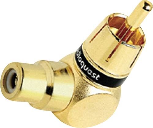 Angle View: AudioQuest - Single Right Angle RCA Adaptor - Gold