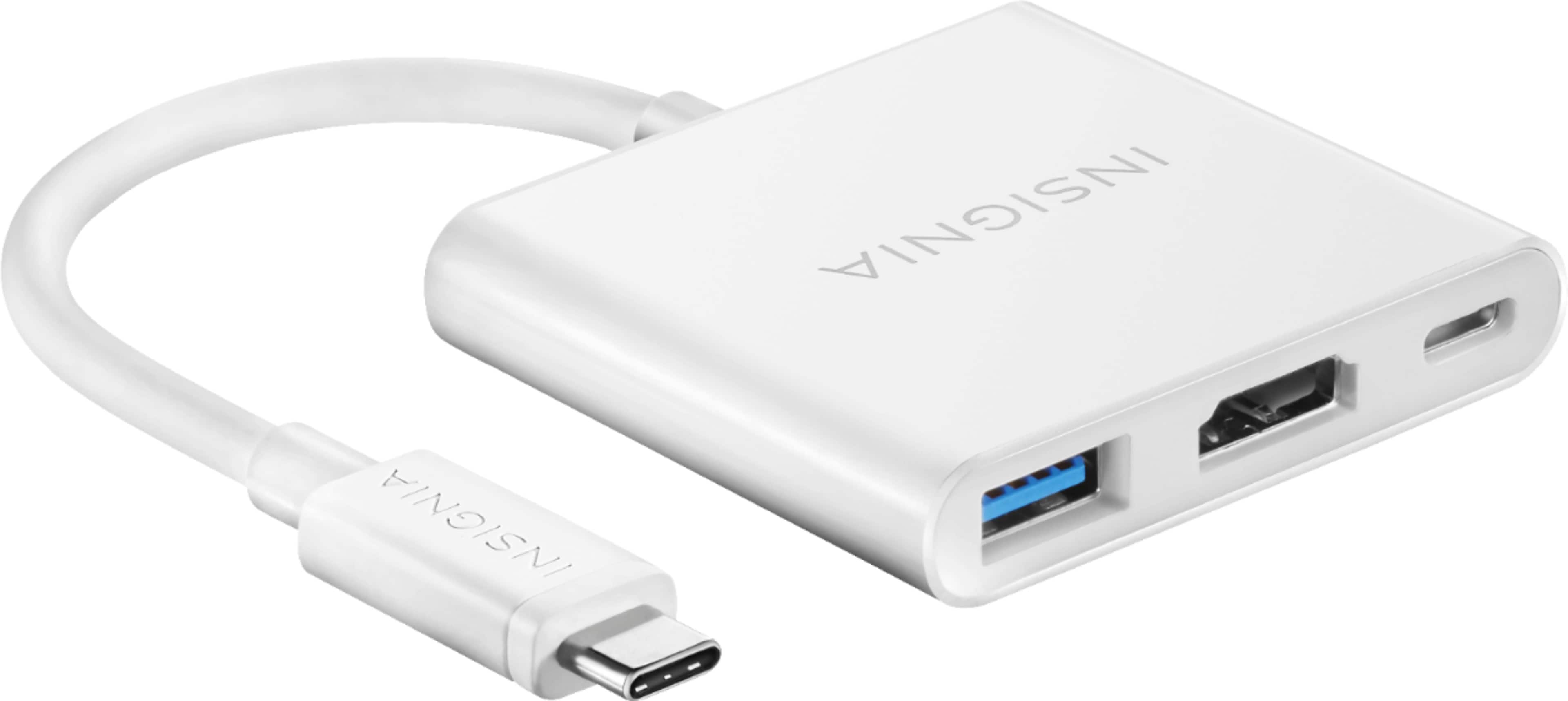 Front. Insignia™ - USB-C to 4K HDMI Multiport Adapter with Power Delivery - White.