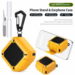 UUCOVER - For Samsung Galaxy Buds 4 / Galaxy Buds 4 Pro Protective Case with Secure Lock, Phone Stand, Carabiner and Cleaning Pen - Yellow