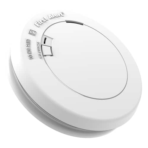 Angle. First Alert - Slim Design  Photoelectric Smoke Sensor with Alarm - White.