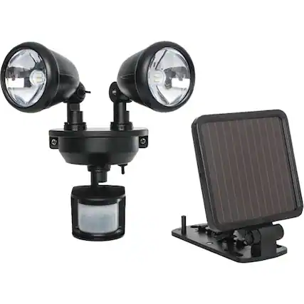 Front. MAXSA Innovations - Solar Dual Head LED Security Light - Black.