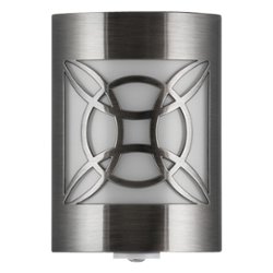 GE - CoverLite Plug-in LED Night Light - Brushed Nickel - Front_Zoom