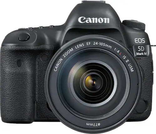 Front. Canon - EOS 5D Mark IV DSLR Camera with 24-105mm f/4L IS II USM Lens - Black.