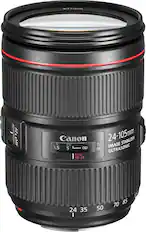 Front. Canon - EF24-105mm F4L IS II USM Zoom Lens for Canon EOS DSLR Cameras - Black.