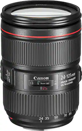 Front. Canon - EF24-105mm F4L IS II USM Zoom Lens for Canon EOS DSLR Cameras - Black.