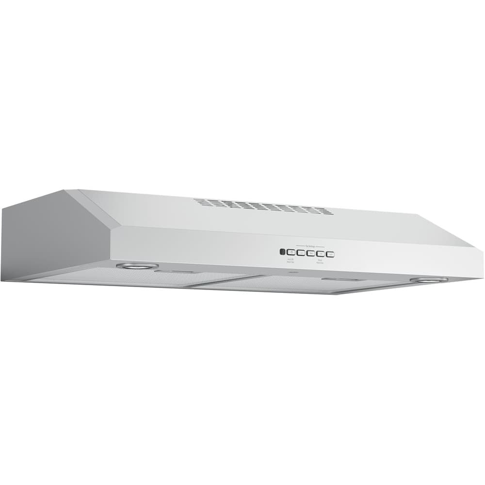 Left. GE - 30" Convertible Range Hood - Stainless steel.