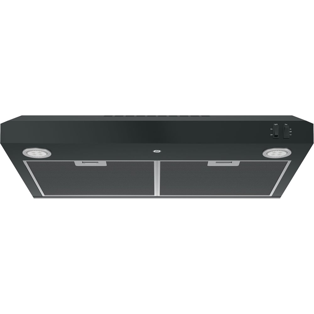GE - 30 inches - Convertible - Under cabinet Range Hood - Black on Black - Front_Zoom