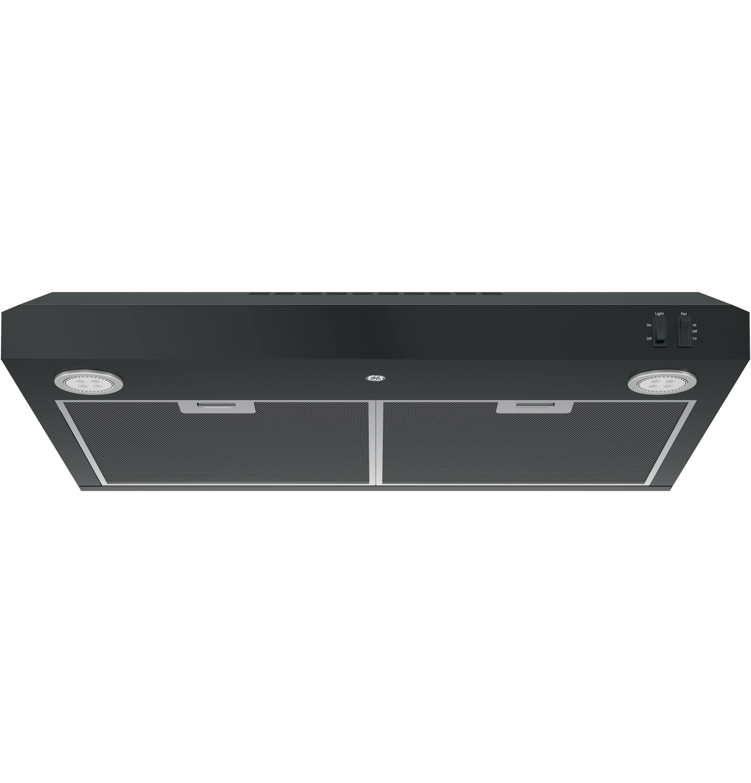 Alt View 12. GE - 30" Convertible Range Hood - Black on Black.
