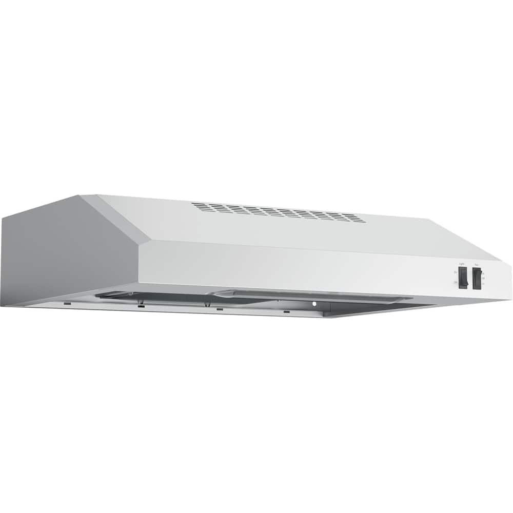 Left. GE - 24" Convertible Range Hood - Stainless steel.