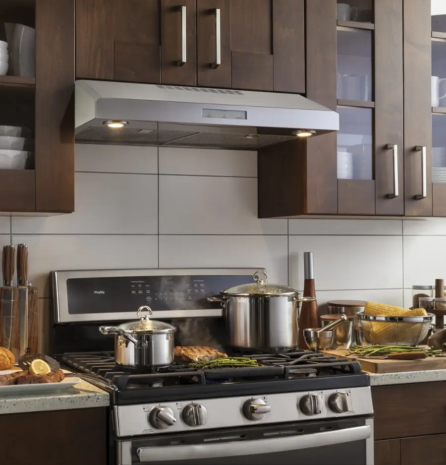 Alt View 17. GE Profile - 30" Convertible Range Hood - Stainless Steel.