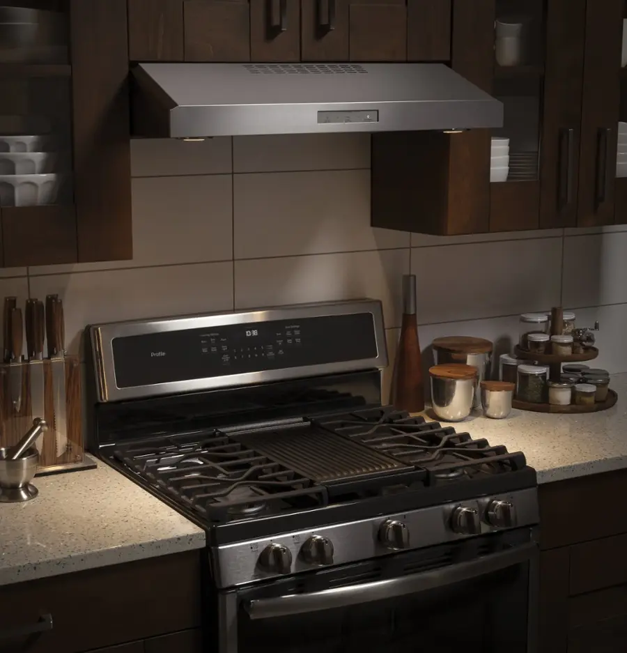 Alt View 19. GE Profile - 30" Convertible Range Hood - Stainless Steel.