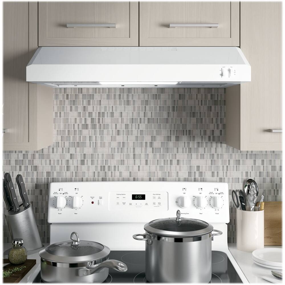 Alt View 12. GE - 30" Convertible Range Hood - White.