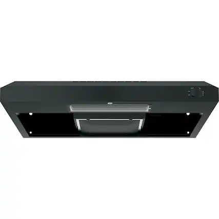 Front. GE - 30" Convertible Range Hood - Black on Black.